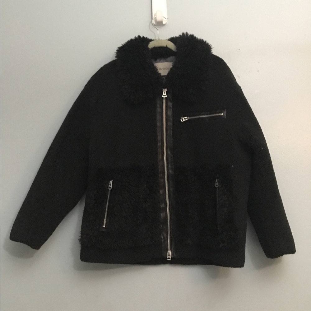 Black Faux Fur Zip-Up Kids Jacket